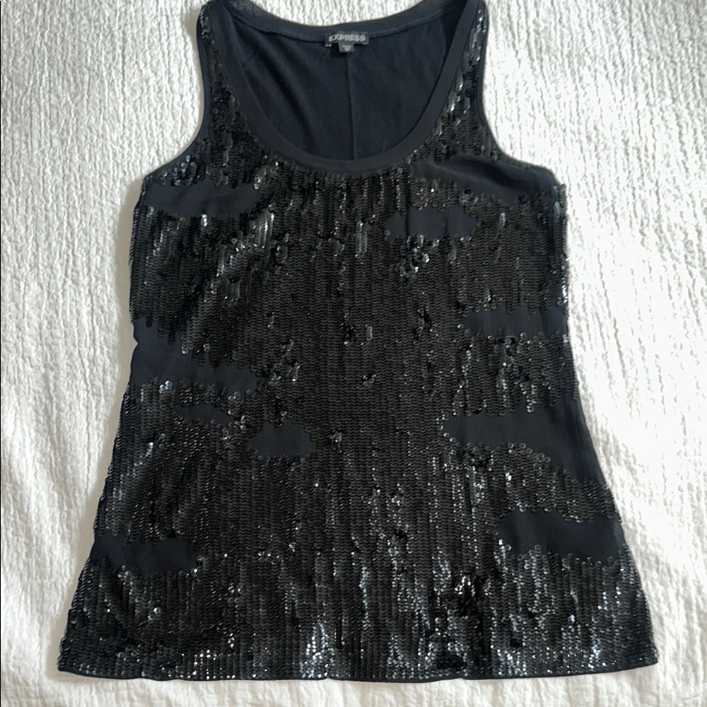Express Black Sequin Tank Top